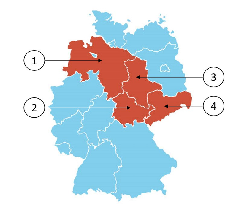 Abbildung zur Frage 8: Welches Bundesland ist Sachsen-Anhalt (Saxony-Anhalt)?