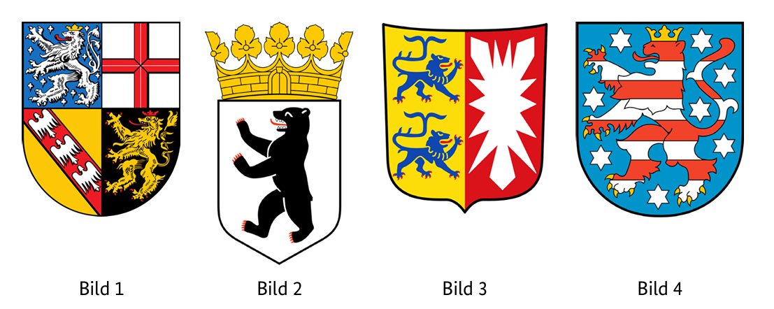 Abbildung zur Frage 1: Welches Wappen gehört zum Bundesland Schleswig-Holstein?
