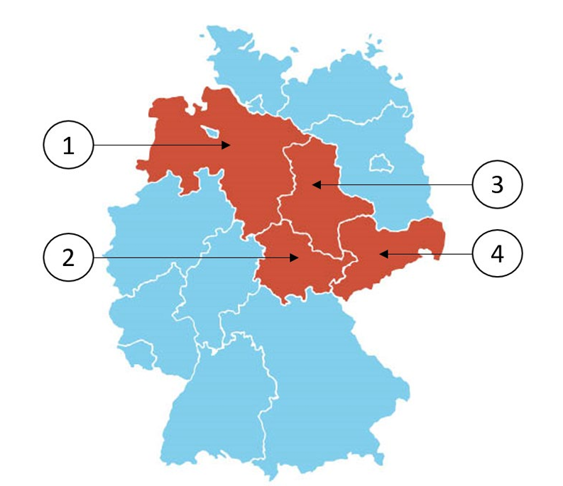 Abbildung zur Frage 8: Welches Bundesland ist Thüringen (Thuringia)?