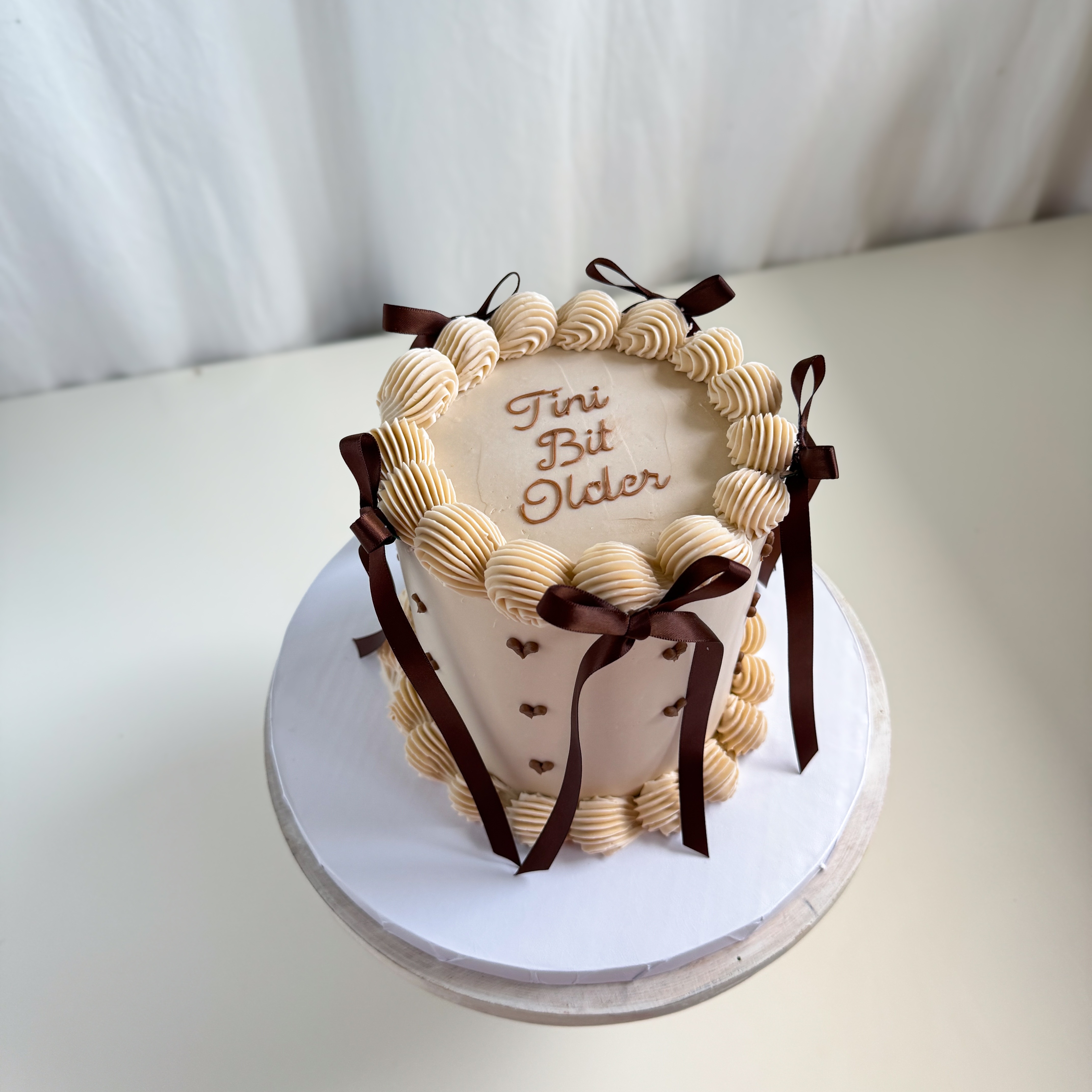 Brown Heart Cake with Bows