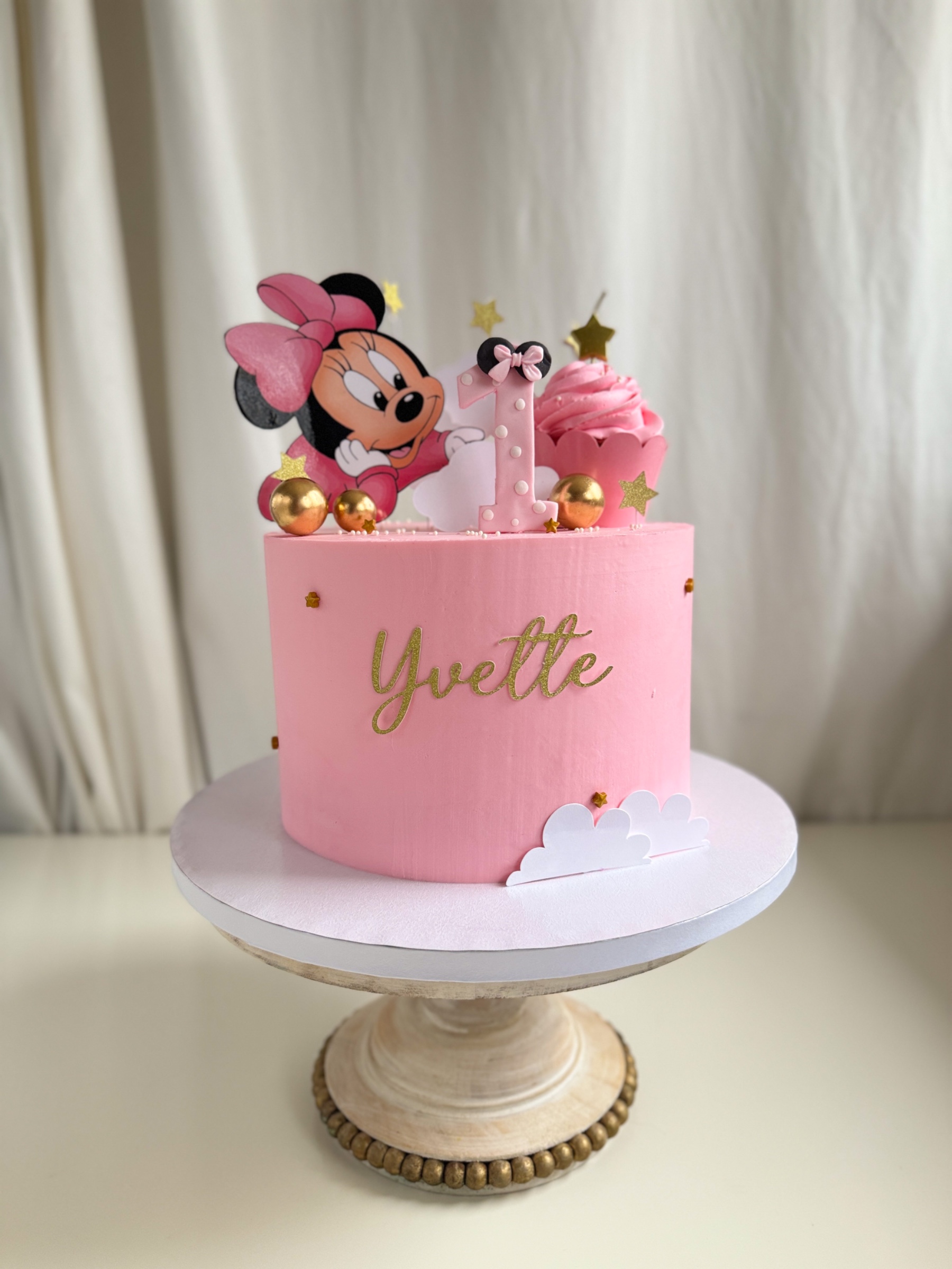 Pink Mini Mouse First Birthday Cake