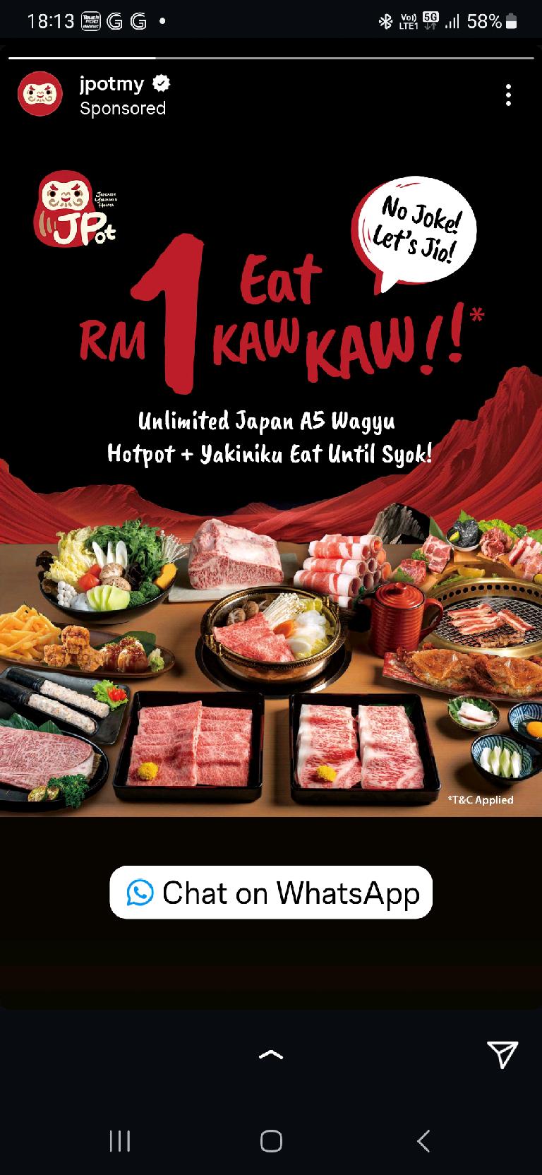 A5 Wagyu lunch: 4th diner pays RM1 (bring 3 friends)
