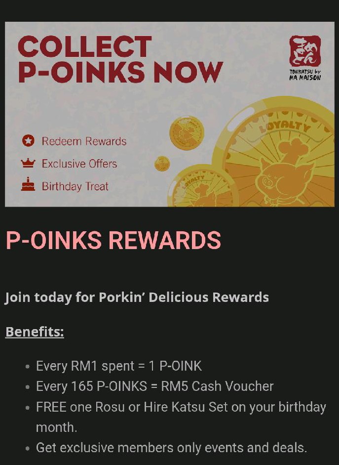 Members: free Rosu/Hire katsu set with min RM50 spend