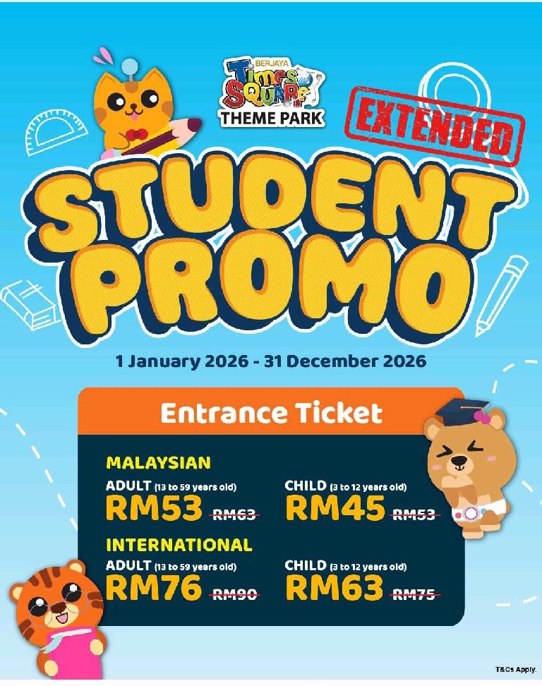 Berjaya Times Square Theme Park student tickets (2026)