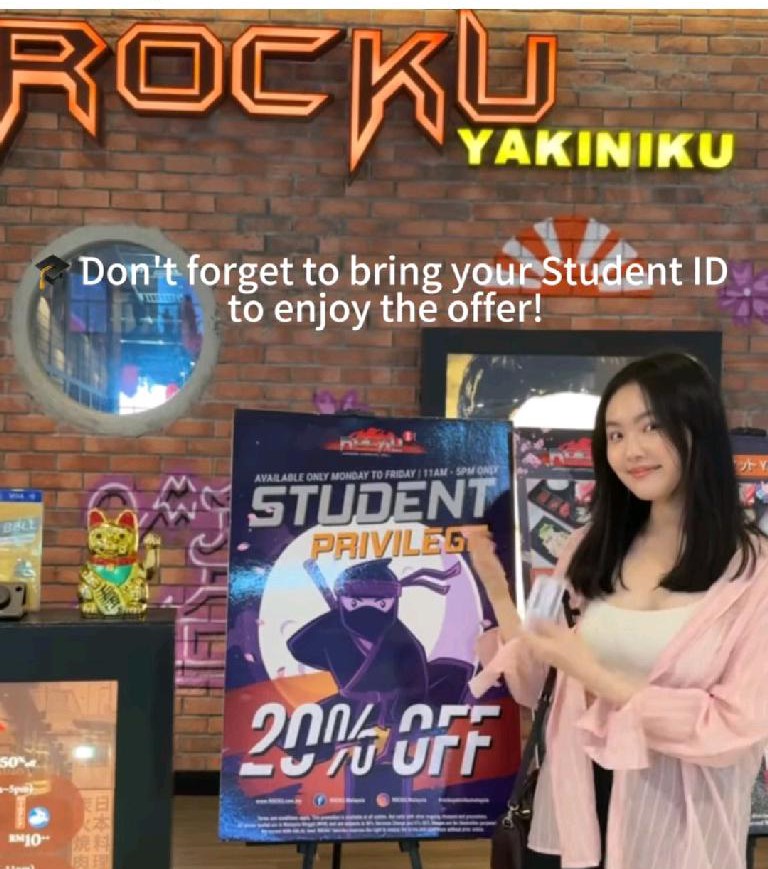 20% student discount on BBQ buffet (weekdays 11am–5pm)