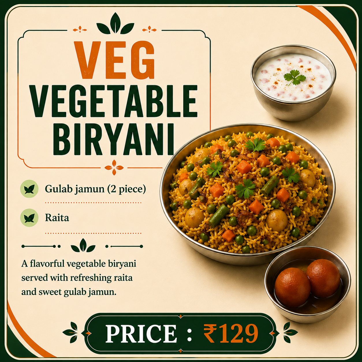 Veg Vegetable Biryani Box