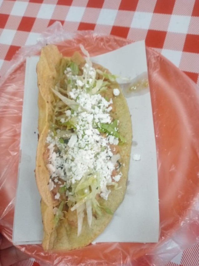 Quesadillas de carne, papa, panza, queso, hongos, picadillo y chicharron