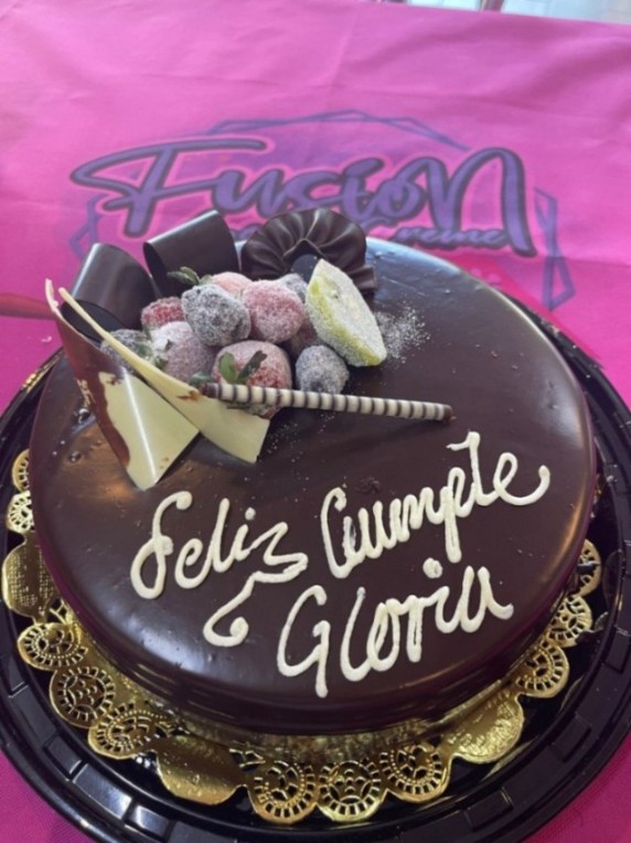 Pastel de chocolate frutas escarchadas