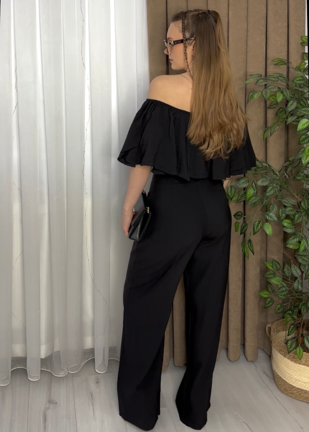 Crop Pantolon İkili Takım (Siyah)--2