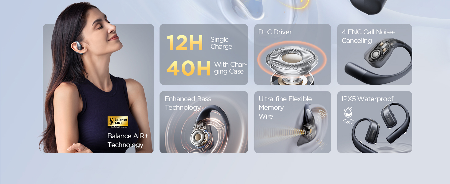 Tai nghe không dây Open Ear 1More S70 với Balance AIR+, Chống nước IPX5, pin 40h, mẫu 2024 11