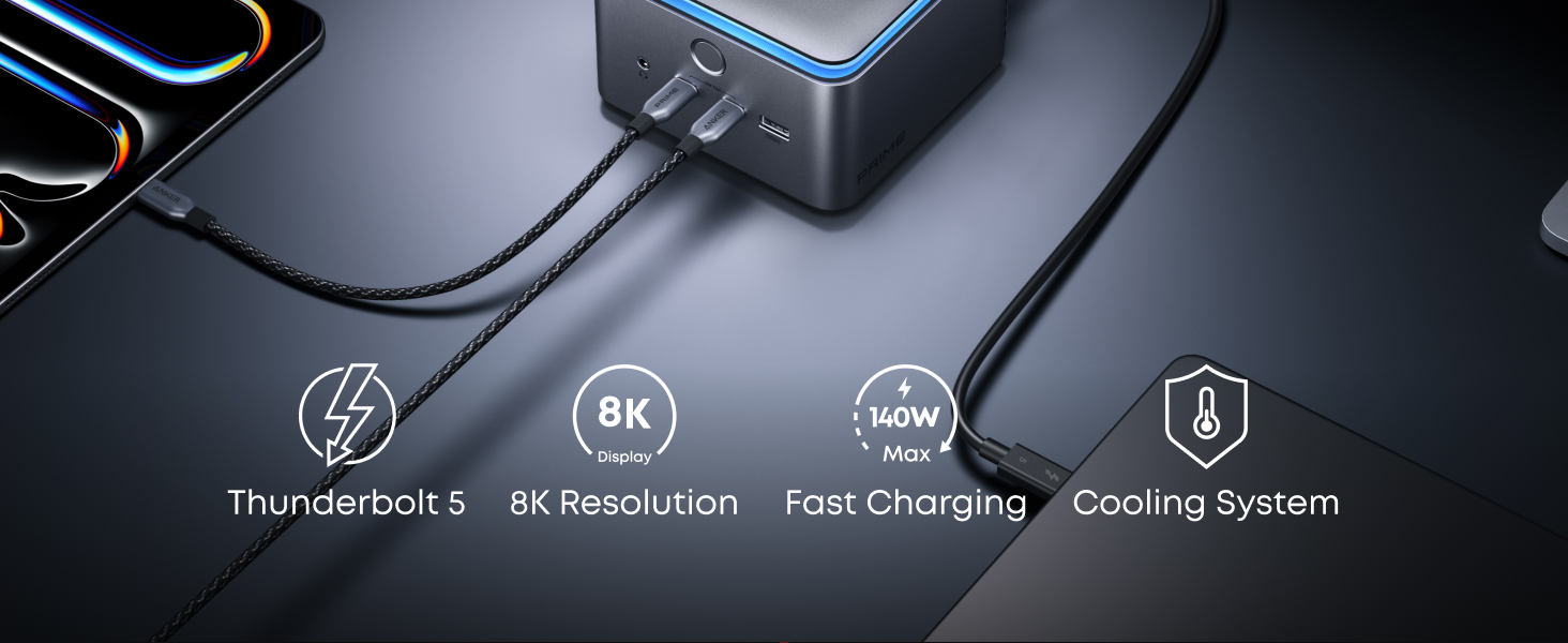 Bộ chuyển đổi Anker Prime A83B5 Thunderbolt 5 Docking Station 14in1 hỗ trợ 8K xuất 2 màn hình PD 140W tối đa 12 Bộ chuyển đổi Anker Prime A83B5 Thunderbolt 5 Docking Station 14in1 hỗ trợ 8K xuất 2 màn hình PD 140W tối đa 11