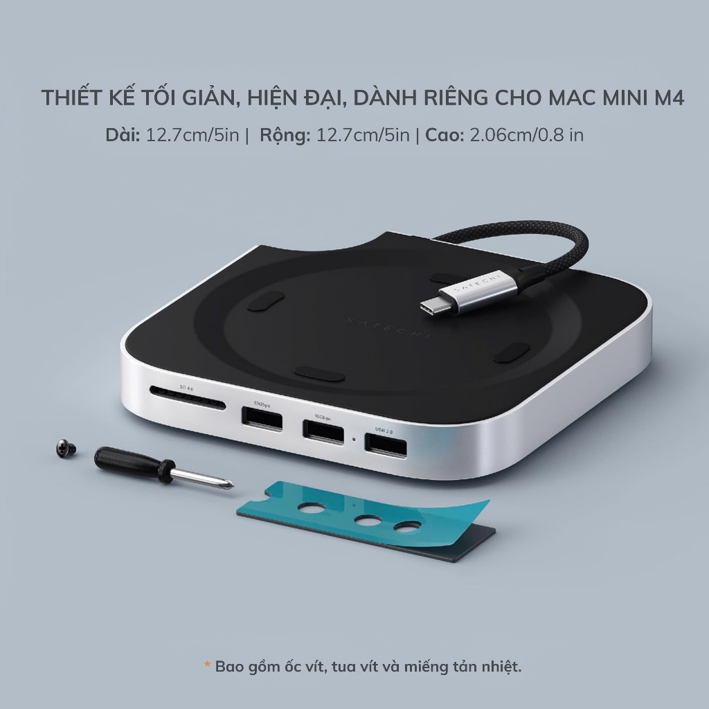 Hub mở rộng Satechi cho Mac Mini M4 Có Khe SSD NVMe 2xUSB A 10Gbps Đầu đọc thẻ SD - Hàng 19 Hub mở rộng Satechi cho Mac Mini M4 Có Khe SSD NVMe 2xUSB A 10Gbps Đầu đọc thẻ SD - Hàng 18