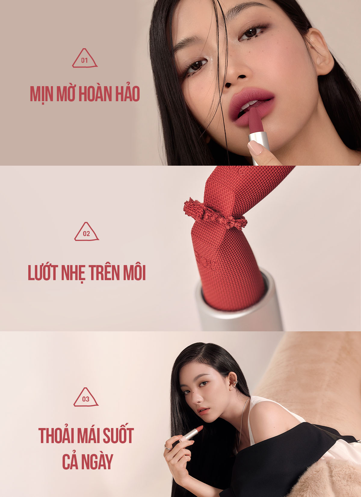 Ưu điểm nổi bật của son 3CE Cashmere Hug Lipstick