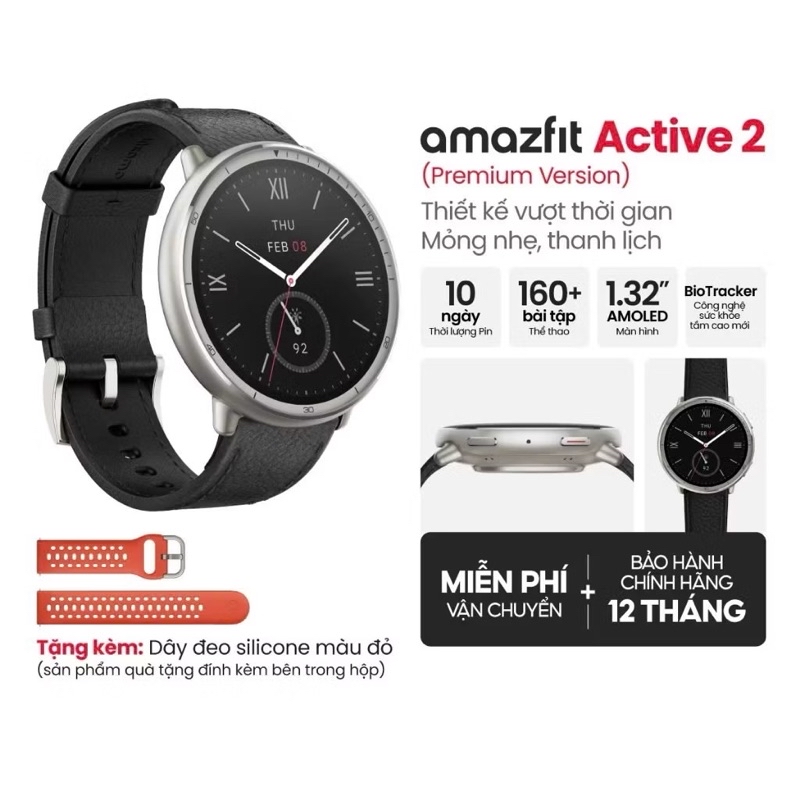 Đồng hồ thể thao Amazfit Active 2 Premium, mặt kính Saphia, dây da kèm dây cao su, kết nối qua app, màn hình AMOLED 9 Đồng hồ thể thao Amazfit Active 2 Premium, mặt kính Saphia, dây da kèm dây cao su, kết nối qua app, màn hình AMOLED 8