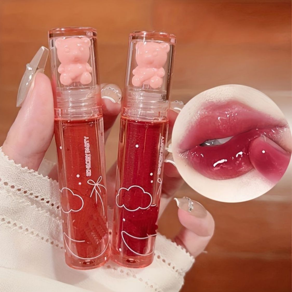 6 Màu son pha lê Frozen Berry Bear Lip Glaze bóng đa dạng, phù hợp mọi phong cách