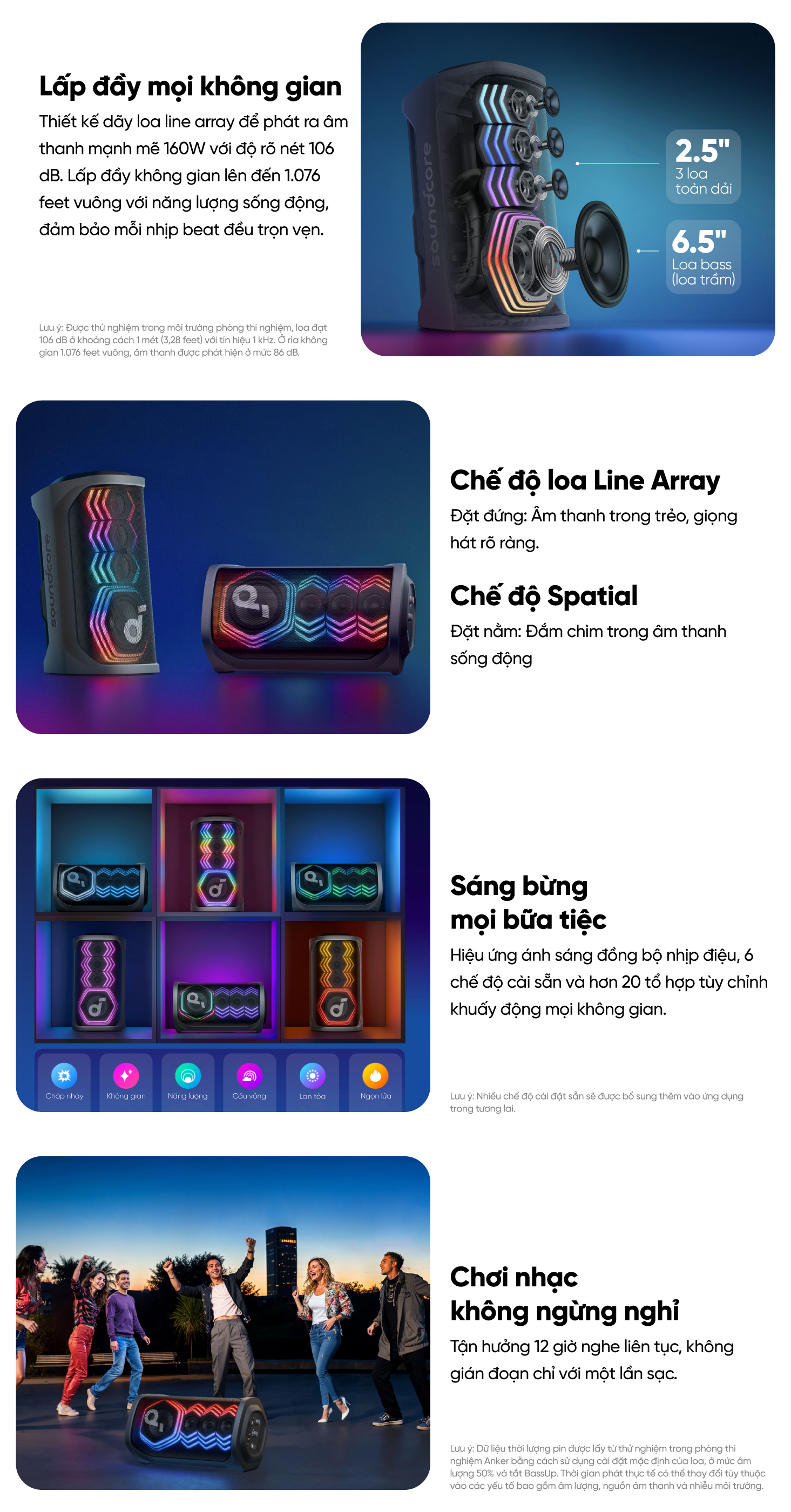 Loa Bluetooth Karaoke Party Soundcore Rave 3 Công suất 160W kèm 2 mic không dây điều khiển qua App 17 Loa Bluetooth Karaoke Party Soundcore Rave 3 Công suất 160W kèm 2 mic không dây điều khiển qua App 16