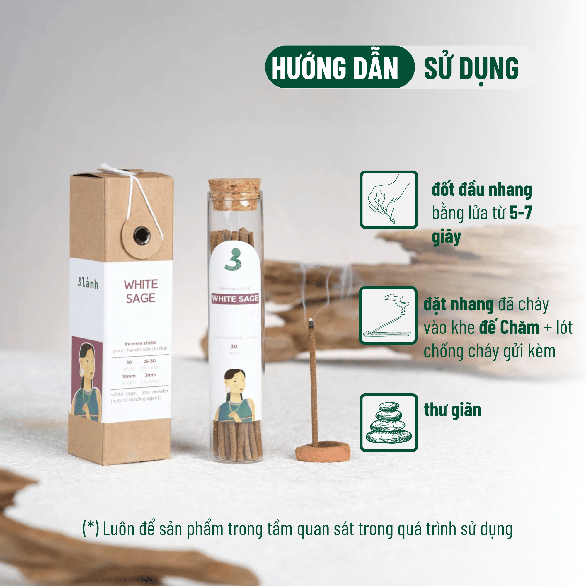nhang thủ công tự nhiên 3 Lành hương độc bản thẩm mỹ sống chậm