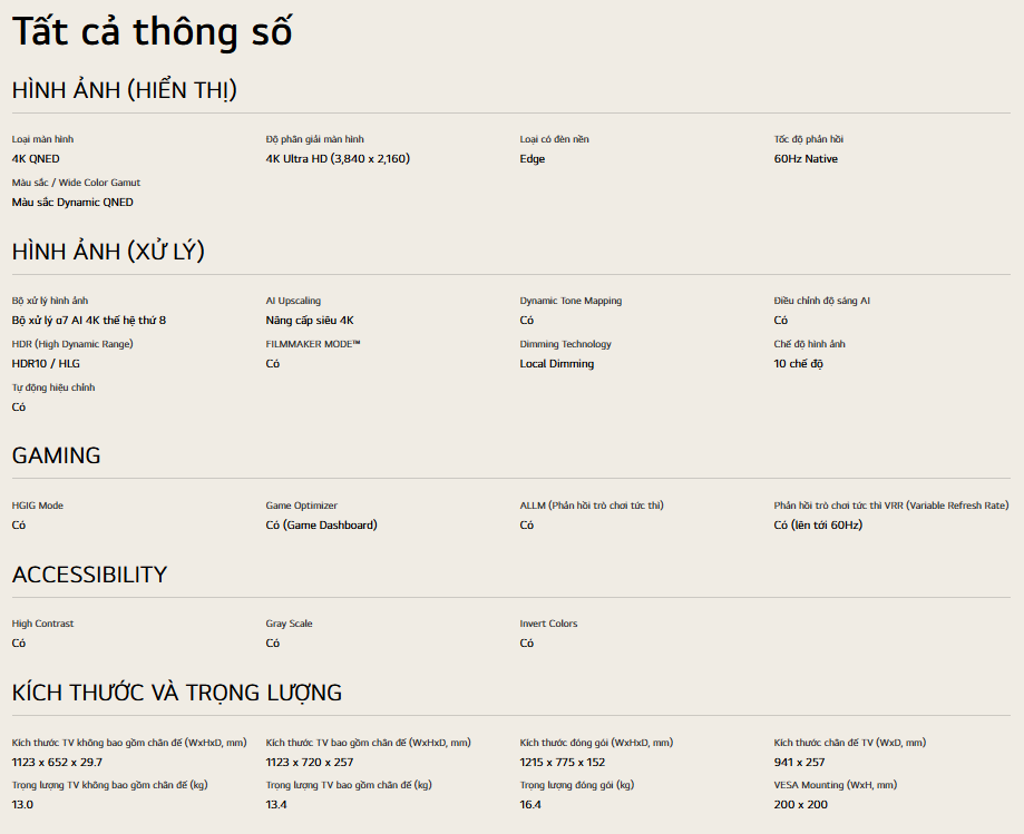 Smart QNED Tivi LG 50 inch 4K 50QNED80ASA - Model 2025 16