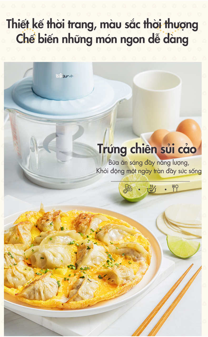 Máy xay thực phẩm đa năng 2L Bear QSJ-C03B1 - Hàng chính hãng