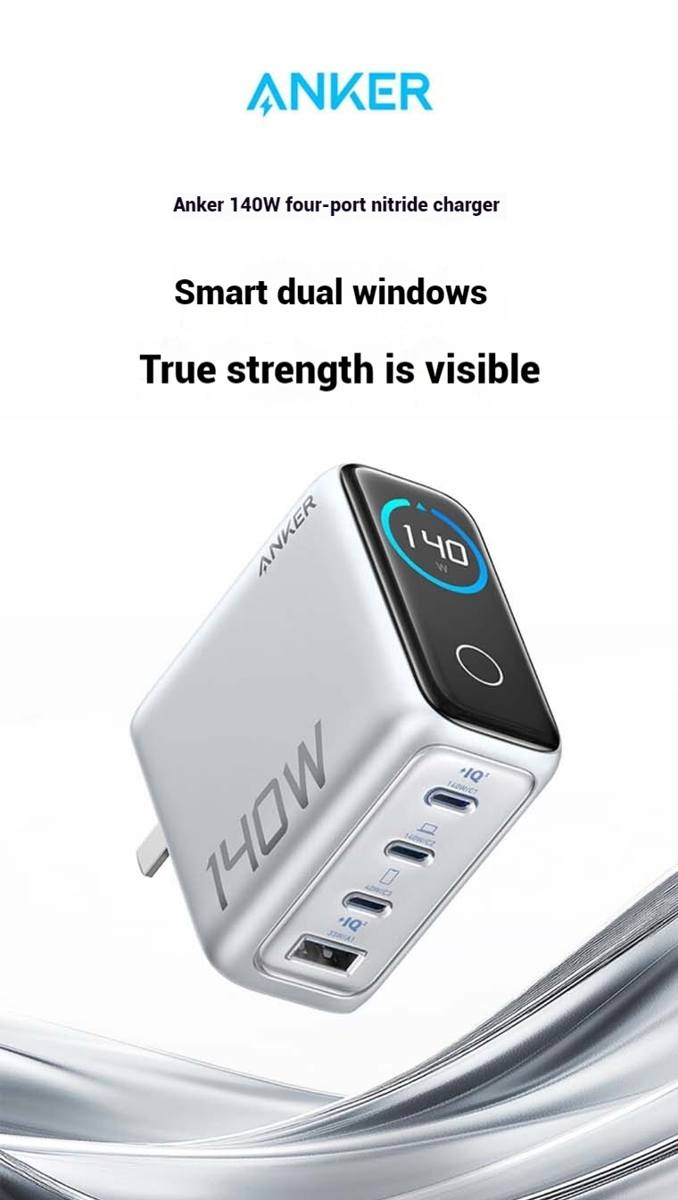 Củ sạc Anker Zolo 140W GaN A2697, màn hình LED, 3 cổng Type C, sạc nhanh PD, PPS 2.0 10