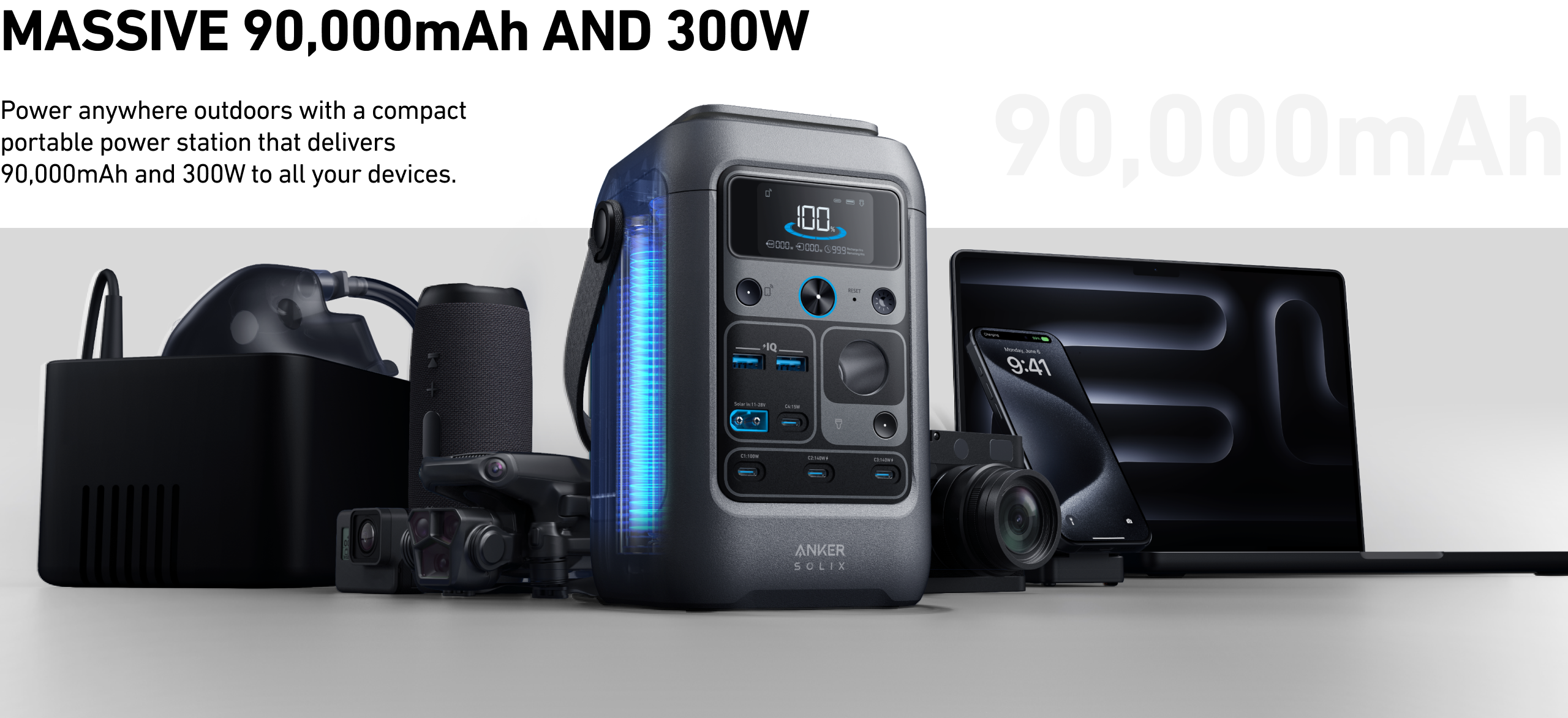 Trạm sạc di động Anker SOLIX C300 DC - 90,000mAh 288Wh | 300W, hỗ trợ PD 3.1, kết nối Bluetooth hoặc Wifi, Mẫu 2024 12