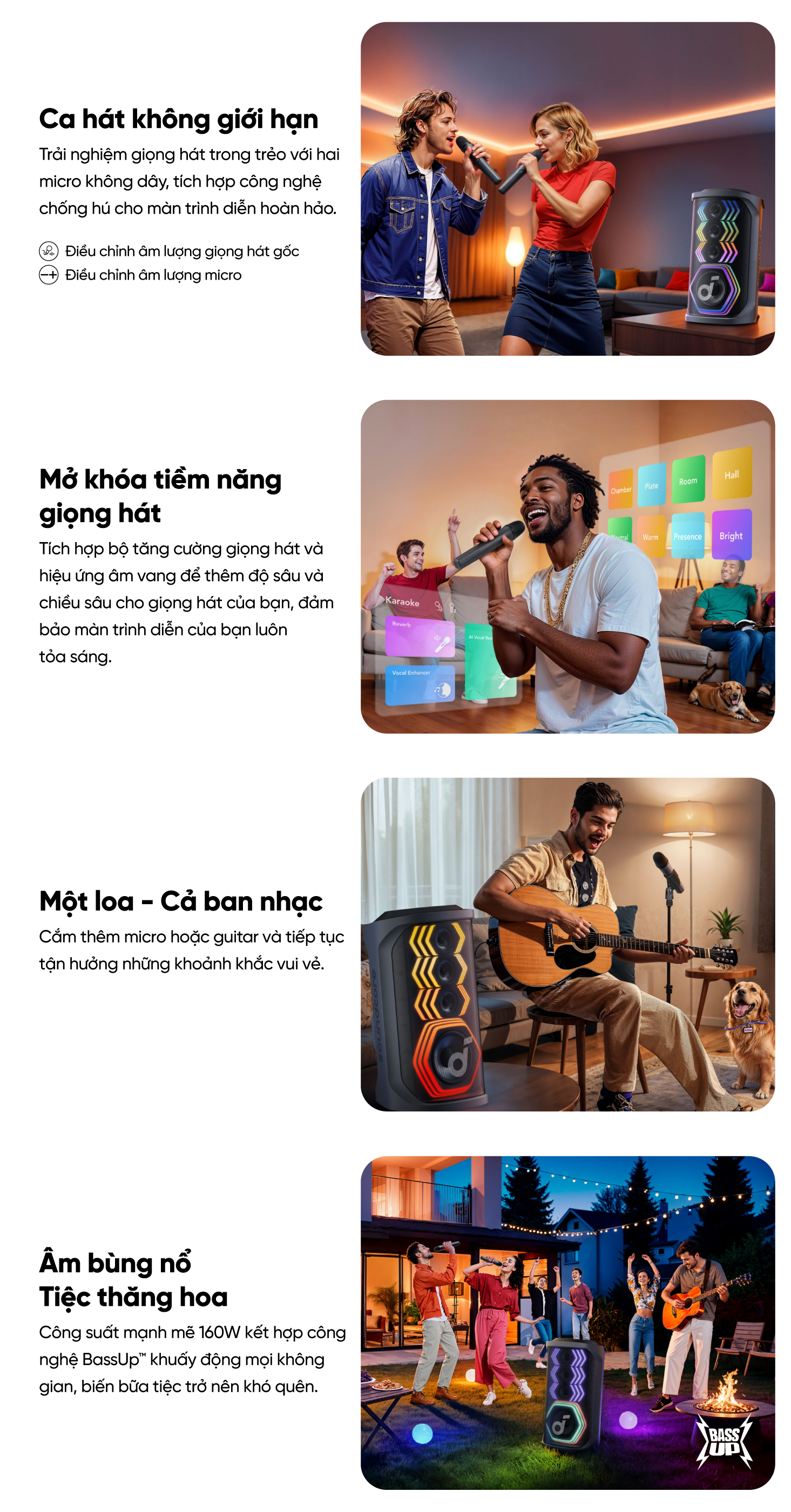 Loa Bluetooth Karaoke Party Soundcore Rave 3 Công suất 160W kèm 2 mic không dây điều khiển qua App 19 Loa Bluetooth Karaoke Party Soundcore Rave 3 Công suất 160W kèm 2 mic không dây điều khiển qua App 18