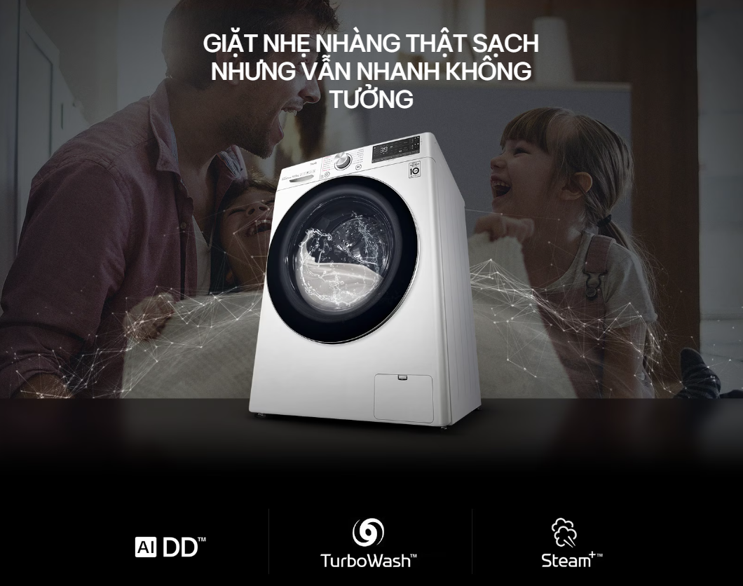 Máy giặt sấy lồng ngang LG AI DD™ Inverter 10kg màu trắng FV1410D4W1 10