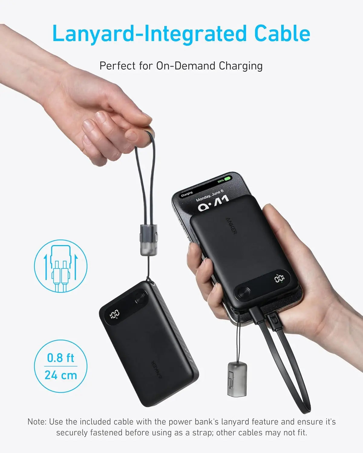 Pin dự phòng Anker Power Core 10.000mAh A1257, công suất 22,5W, tích hợp dây đeo cáp USB-C, sạc nhanh cho IP và android 8 Pin dự phòng Anker Power Core 10.000mAh A1257, công suất 22,5W, tích hợp dây đeo cáp USB-C, sạc nhanh cho IP và android 7