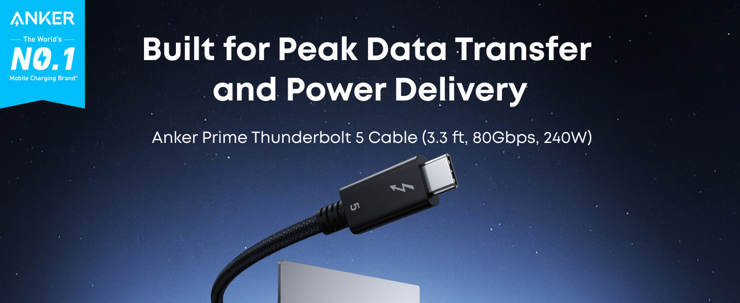 Cáp sạc nhanh Anker Prime Thunderbolt 5 A84N1 bọc dù dài 3.3 ft truyền dữ liệu 80Gbps 240W xuất hình ảnh 8K@60Hz 9 Cáp sạc nhanh Anker Prime Thunderbolt 5 A84N1 bọc dù dài 3.3 ft truyền dữ liệu 80Gbps 240W xuất hình ảnh 8K@60Hz 8