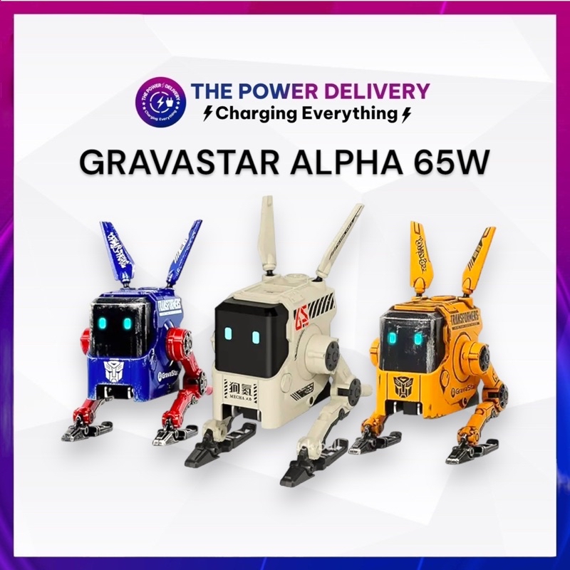 Củ sạc nhanh GravaStar ALPHA65 GAN 65W thiết kế độc đáo hình Robot 2C + 1A, decor góc làm việc, có LED 11 Củ sạc nhanh GravaStar ALPHA65 GAN 65W thiết kế độc đáo hình Robot 2C + 1A, decor góc làm việc, có LED 10