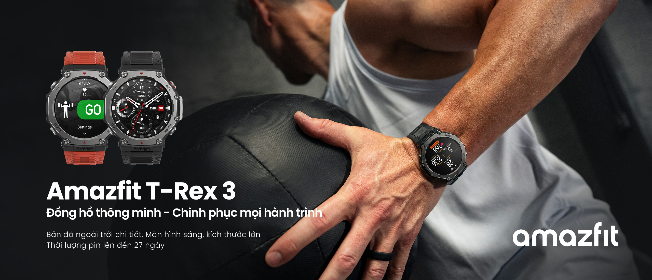 Đồng hồ thông minh Amazfit T-Rex 3 màn AMOLED 1.5 in viền thép GPS tích hợp AI 11