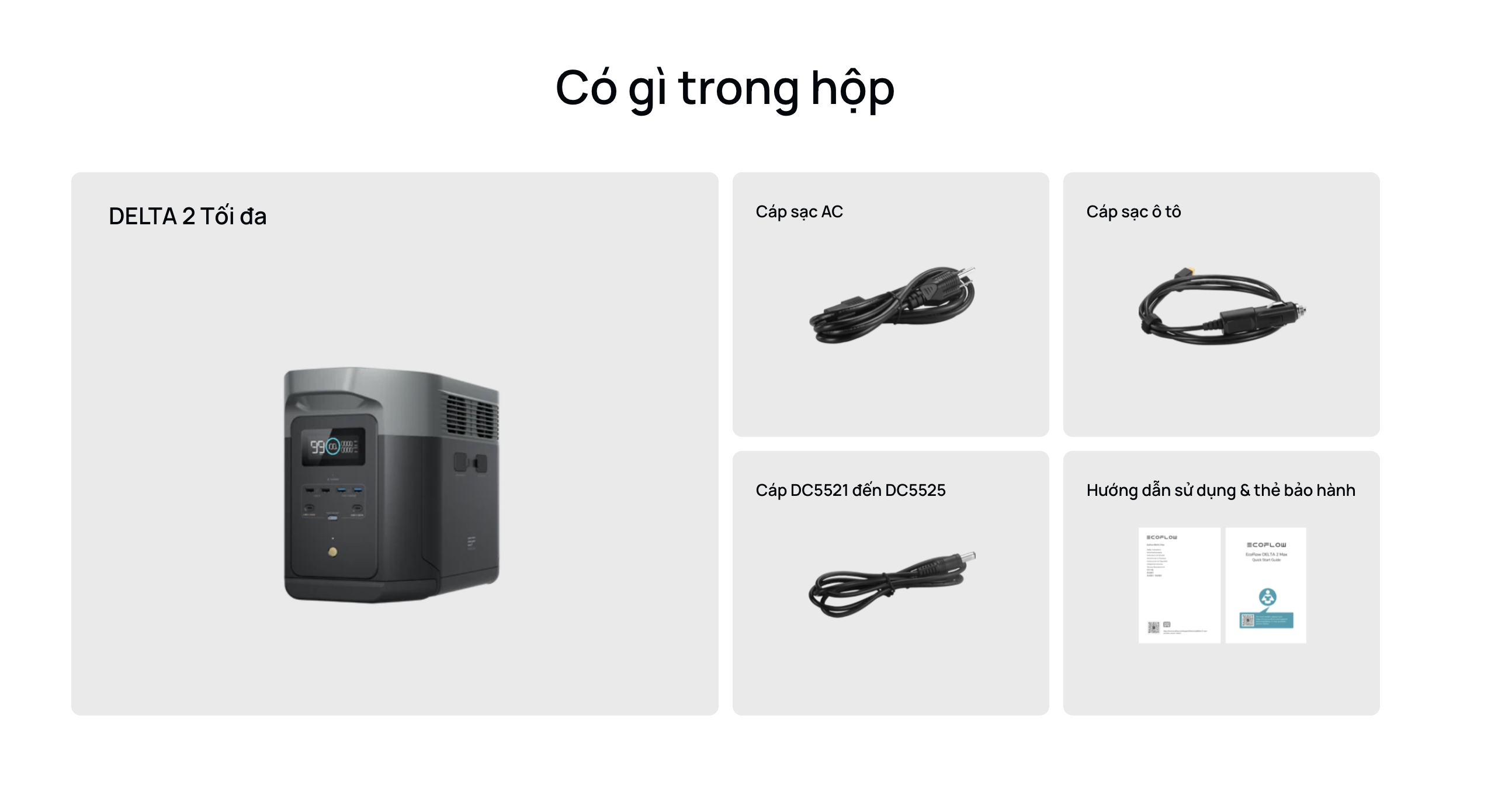 Trạm năng lượng Ecoflow Delta 2 Max công suất 2400W - 2048Wh đầu ra 220V cell pin LiFePo4 dung lượng 640.000mAh 17 Trạm năng lượng Ecoflow Delta 2 Max công suất 2400W - 2048Wh đầu ra 220V cell pin LiFePo4 dung lượng 640.000mAh 16