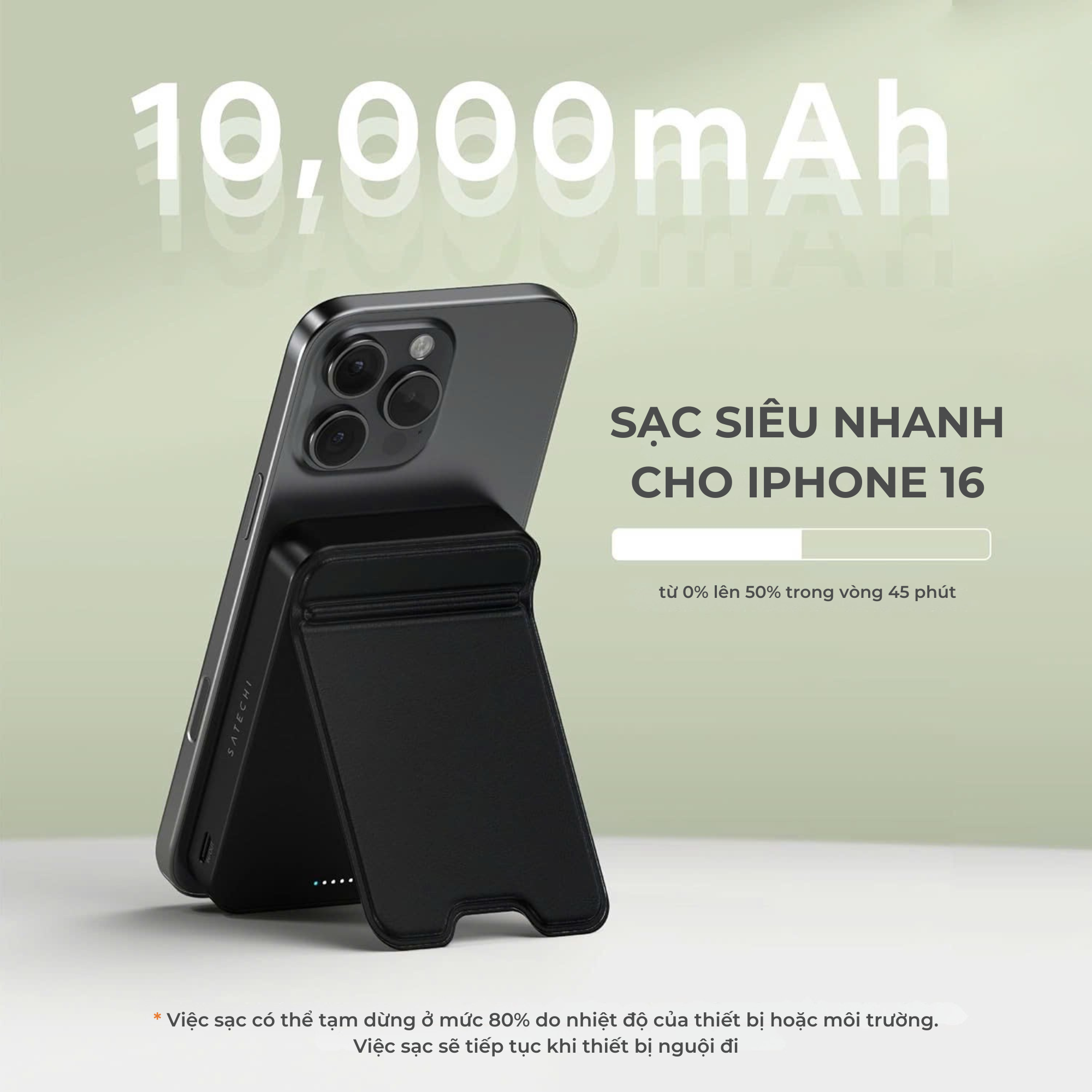 Pin dự phòng không dây SATECHI Qi2 Power Bank 10000mAh kèm chân đế Sạc nhanh 15W OntheGo 13 Pin dự phòng không dây SATECHI Qi2 Power Bank 10000mAh kèm chân đế Sạc nhanh 15W OntheGo 12