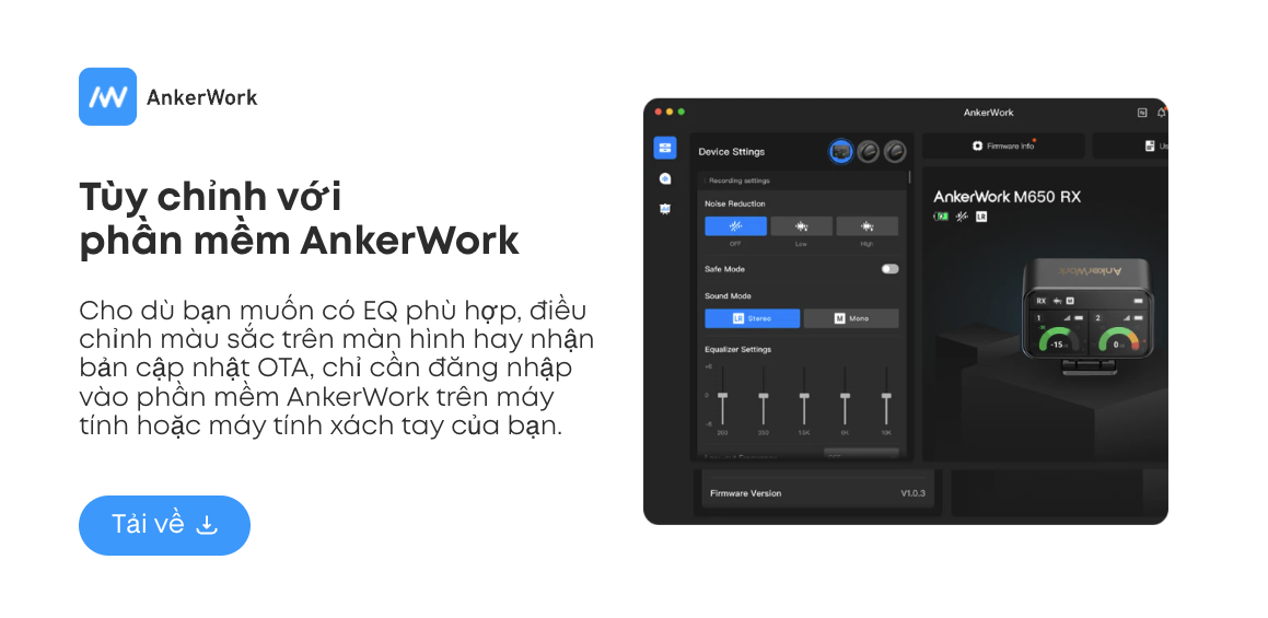 Micro thu âm không dây AnkerWork Anker M650 công nghệ chống ồn chuyên nghiệp bộ thu 2 kênh pin 15h 8