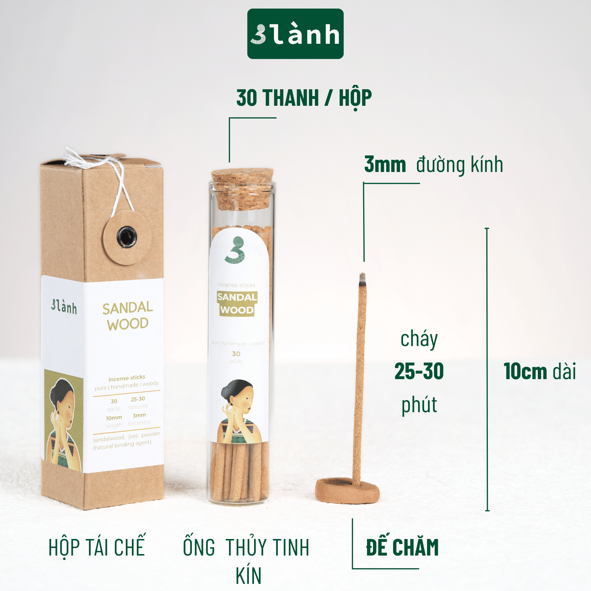 Nguyên liệu gỗ thảo mộc tự nhiên cho nhang thủ công 3 Lành