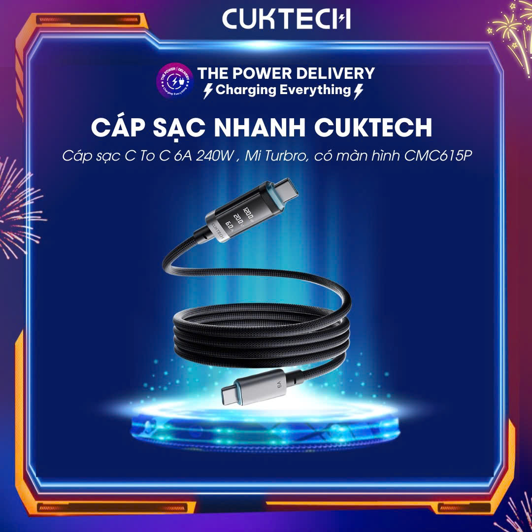 Cáp sạc nhanh Cuktech 240w C To C 6A Hỗ trợ Mi Turbro Có màn hình CMC615P sợi dù cuộn gọn từ tính 10 Cáp sạc nhanh Cuktech 240w C To C 6A Hỗ trợ Mi Turbro Có màn hình CMC615P sợi dù cuộn gọn từ tính 9