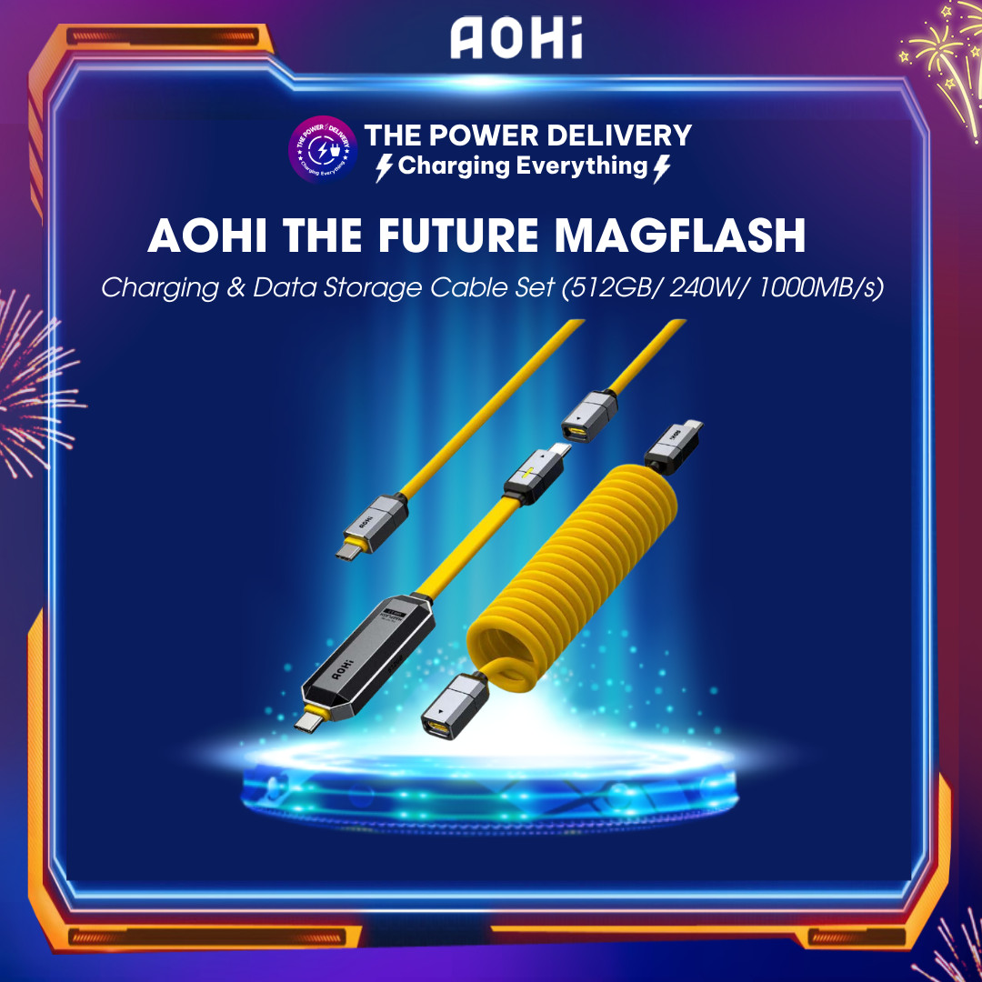 Bộ sạc nhanh AOHI The Future Magflash 2-in-1 Charging & Data Storage Cable Set (512GB/ 240W/ 1000MB/s), model 2024 10