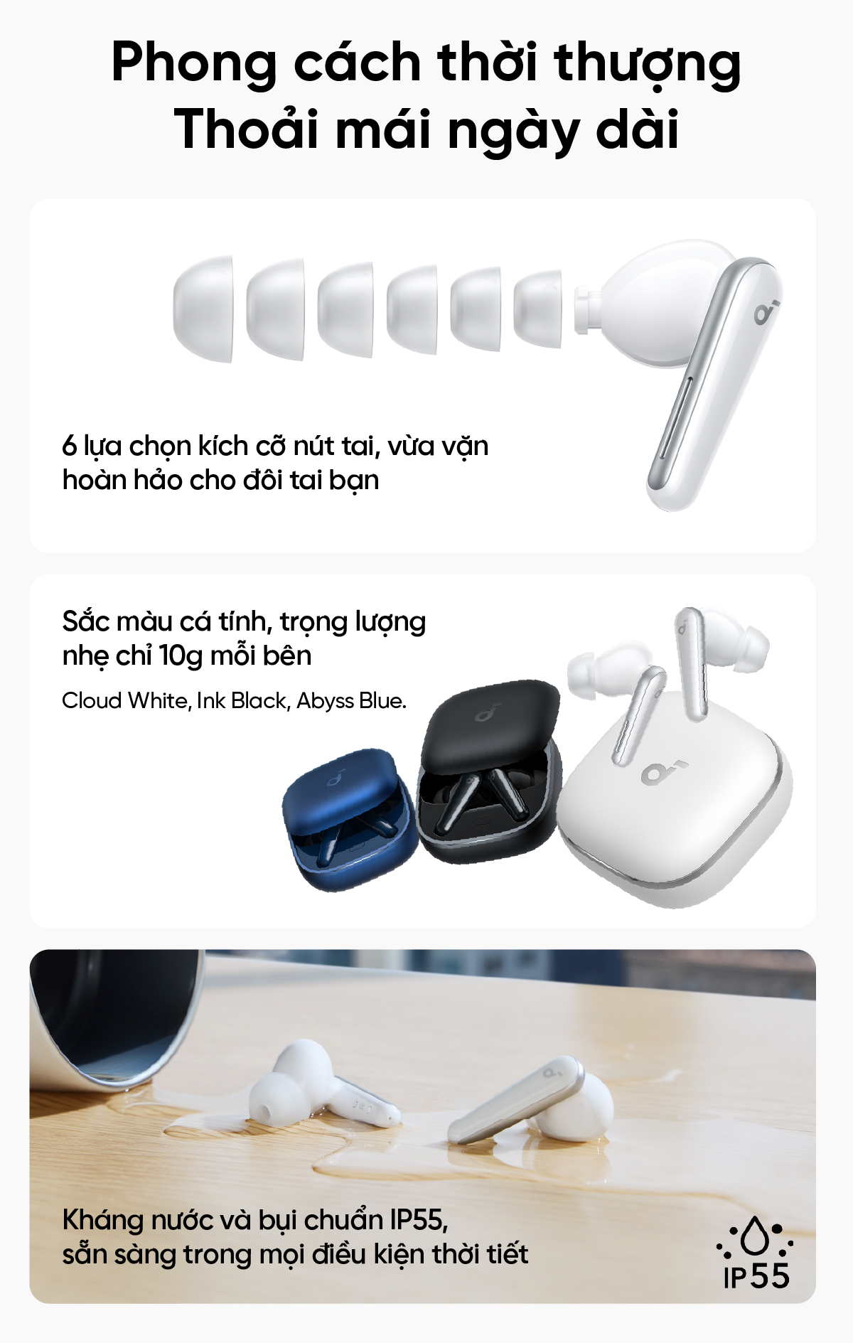 Tai nghe bluetooth Soundcore Liberty 5 công nghệ Adaptive ANC 3.0 LDAC Hires 6 micro pin lên tới 48h 23 Tai nghe bluetooth Soundcore Liberty 5 công nghệ Adaptive ANC 3.0 LDAC Hires 6 micro pin lên tới 48h 22