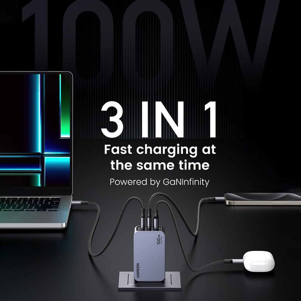 Bộ sạc nhanh UGREEN 100W NexodePro GaN X757 với 2 cổng Type C, hỗ trợ PD/PPS/QC, có tặng kèm cáp - Bảo hành 12 tháng 11 Bộ sạc nhanh UGREEN 100W NexodePro GaN X757 với 2 cổng Type C, hỗ trợ PD/PPS/QC, có tặng kèm cáp - Bảo hành 12 tháng 10