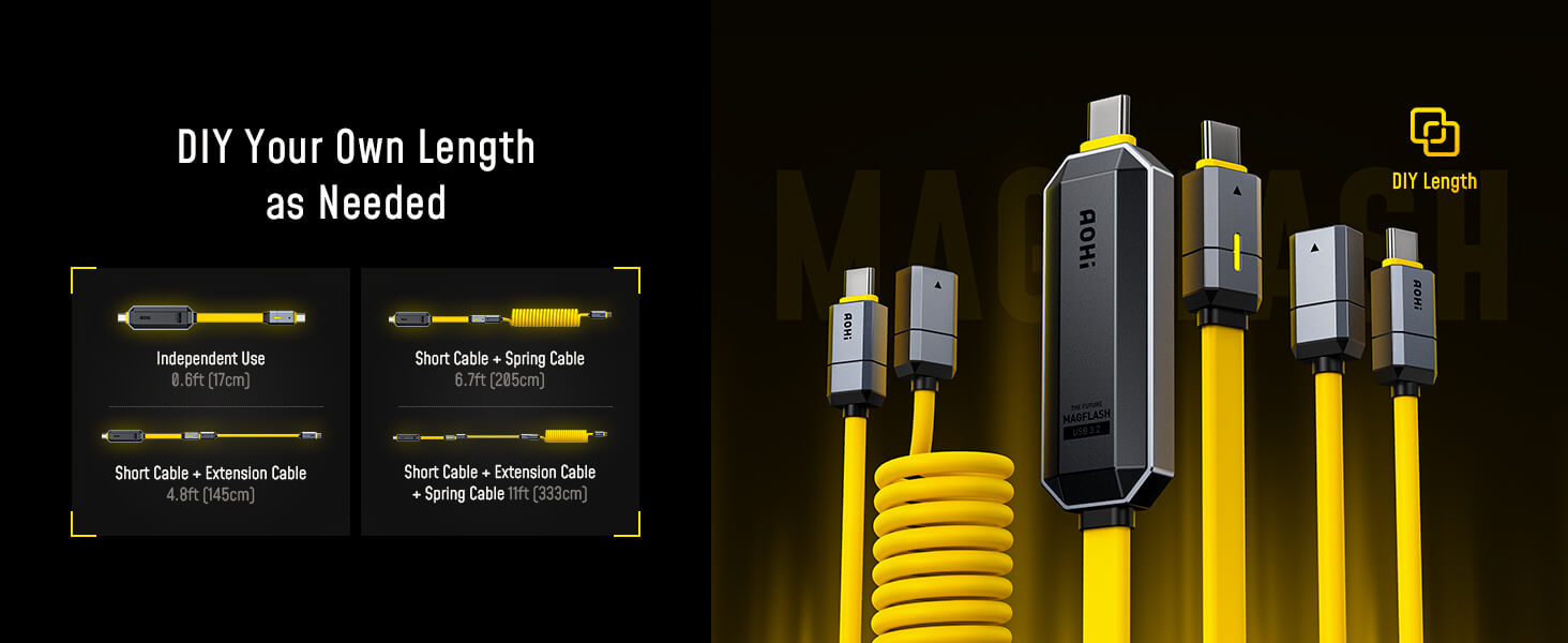 Bộ sạc nhanh AOHI The Future Magflash 2-in-1 Charging & Data Storage Cable Set (512GB/ 240W/ 1000MB/s), model 2024 12