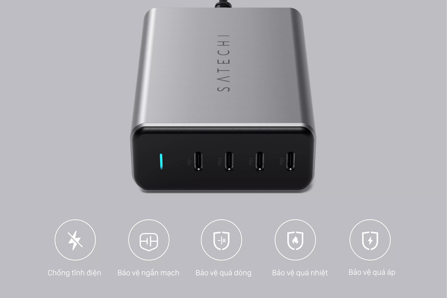 Bộ Sạc Nhanh Satechi USB-C 165W công nghệ Power Delivery 100W 4 Cổng Tương Thích Đa Thiết Bị 12 Bộ Sạc Nhanh Satechi USB-C 165W công nghệ Power Delivery 100W 4 Cổng Tương Thích Đa Thiết Bị 11