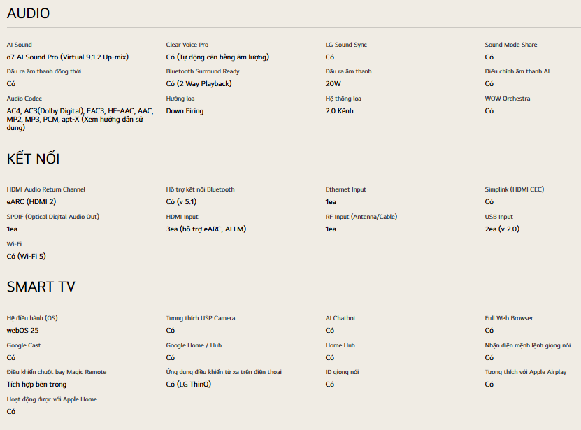 Smart QNED Tivi LG 50 inch 4K 50QNED80ASA - Model 2025 17