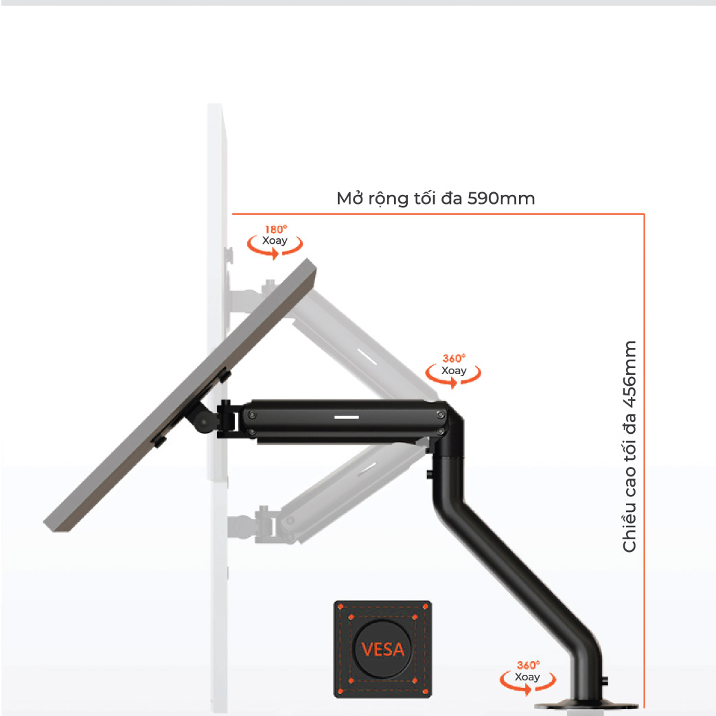 Giá treo màn hình hợp kim chắc chắn tải trọng 15kg 34inch 38inch 40inch Vesa 75x75 100x100 23 Giá treo màn hình hợp kim chắc chắn tải trọng 15kg 34inch 38inch 40inch Vesa 75x75 100x100 22