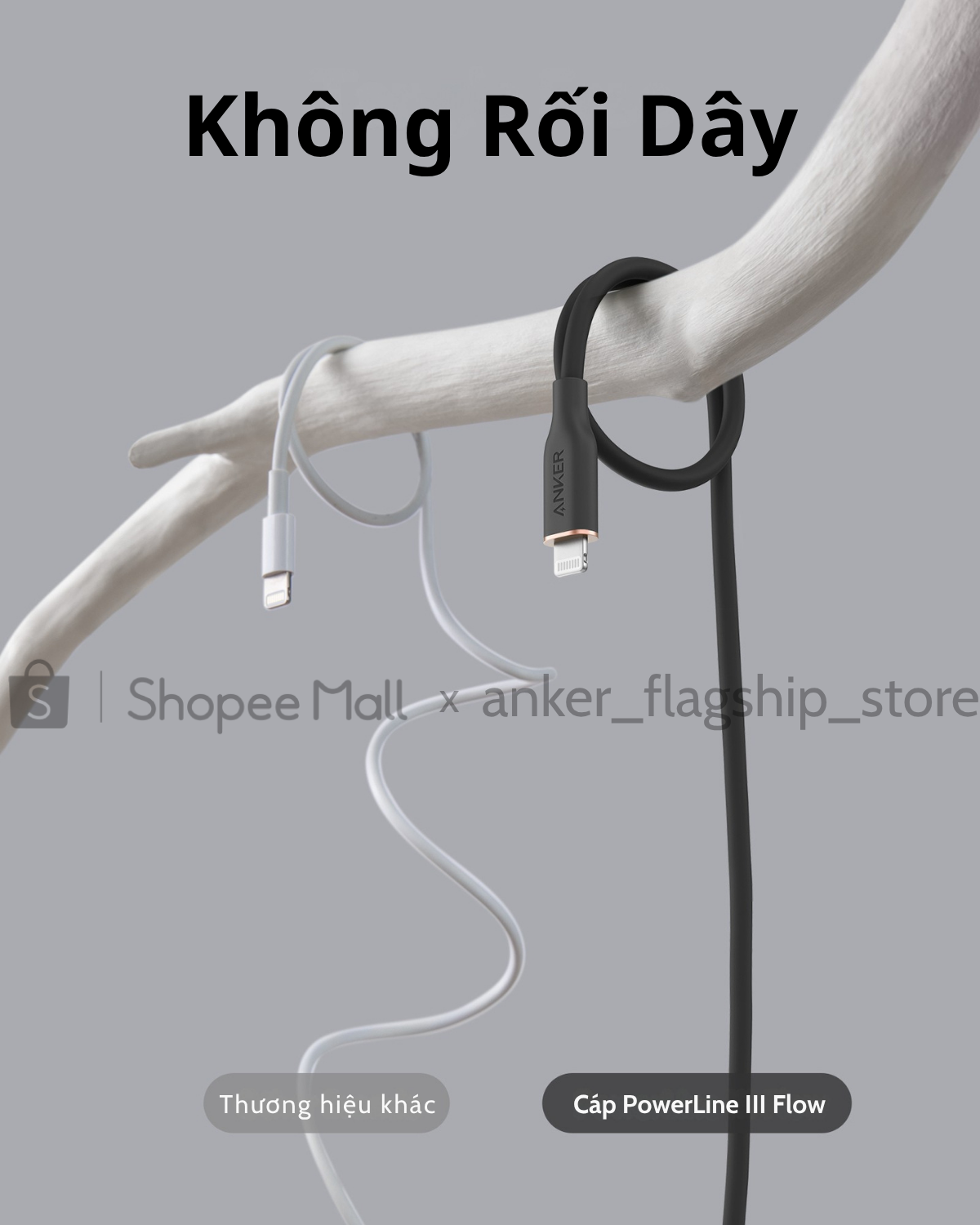 Cáp Sạc Nhanh Anker 641 PowerLine III Flow | USB-C to Lightning | PD 20W | Dài 0.9m | Siêu Mềm & Bền
