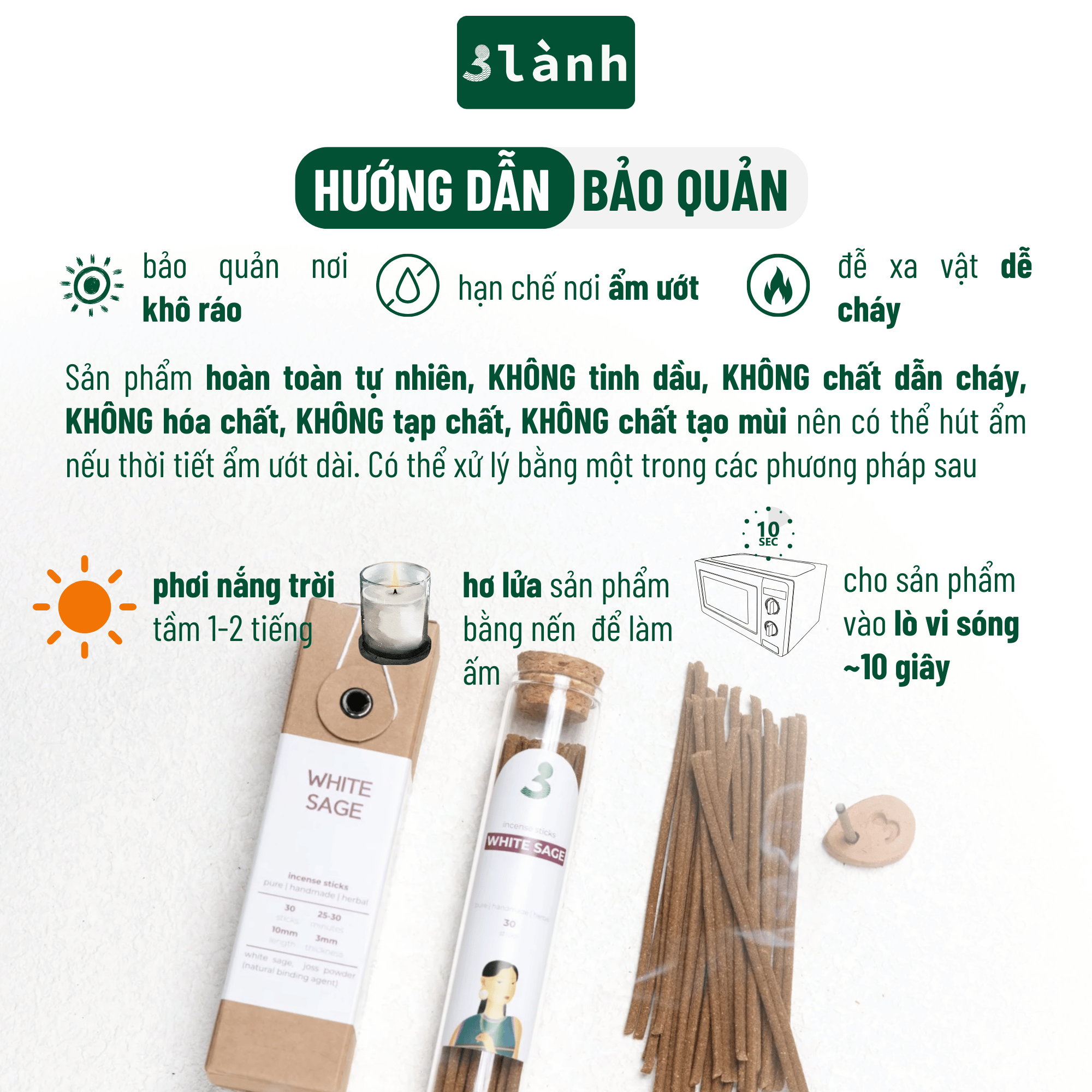 nhang thủ công tự nhiên 3 Lành sản phẩm cao cấp thủ công