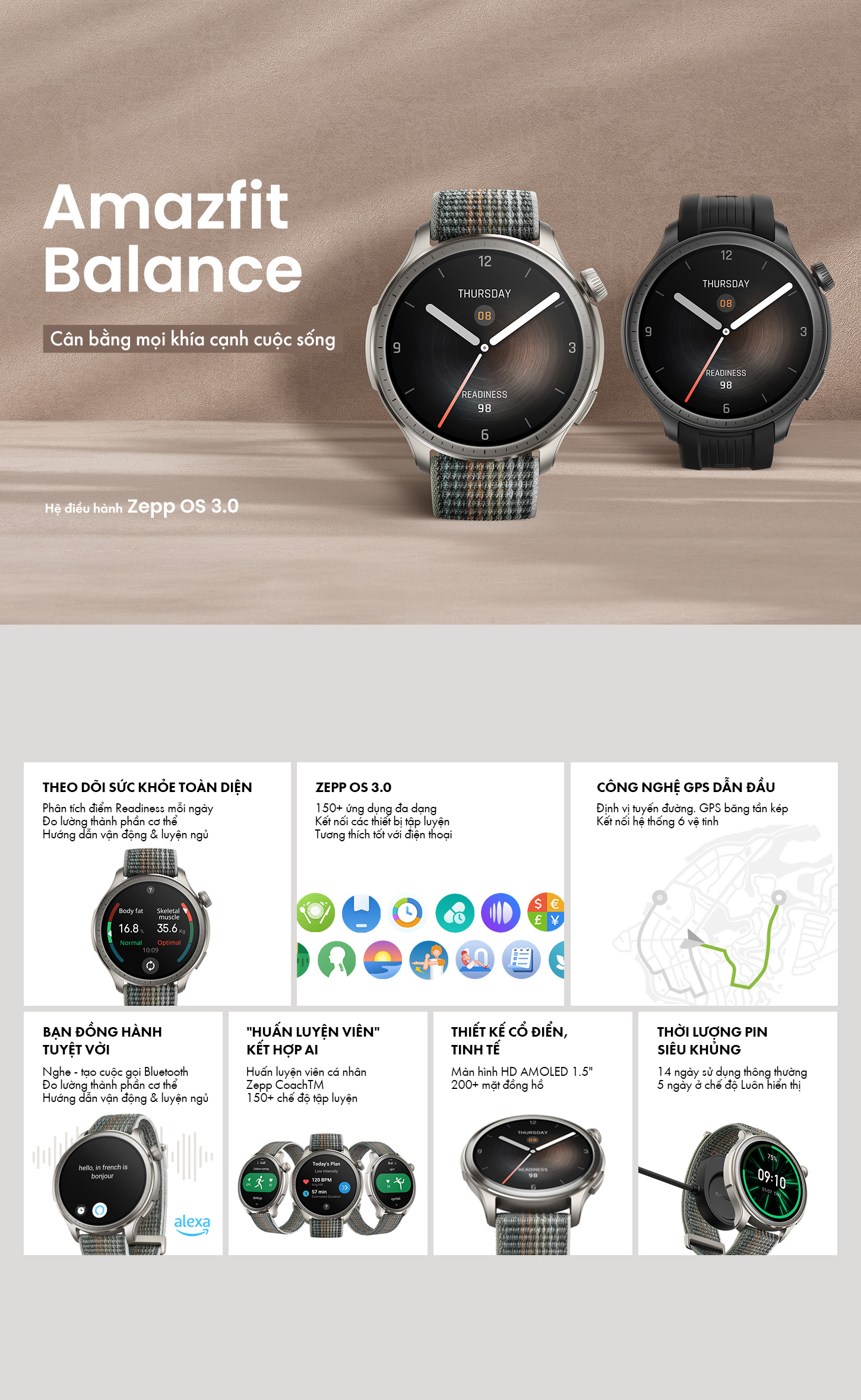 Đồng hồ thông minh Amazfit Balance - 46mm | Nghe gọi qua Bluetooth | Điều khiển nhạc - Hàng chính hãng 9