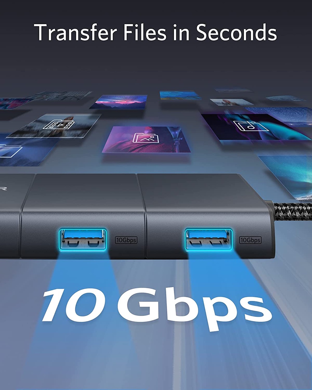 Bộ chuyển đổi Hub Anker A8366 USB-C Hub (6 in 1) hỗ trợ PD 100w, 4K@60Hz, 10 Gbps, USB-A, jack 3.5mm 12