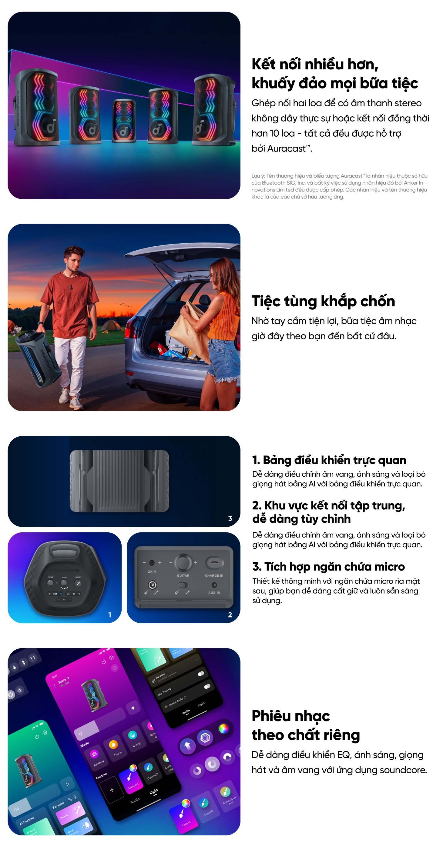 Loa Bluetooth Karaoke Party Soundcore Rave 3 Công suất 160W kèm 2 mic không dây điều khiển qua App 13 Loa Bluetooth Karaoke Party Soundcore Rave 3 Công suất 160W kèm 2 mic không dây điều khiển qua App 12
