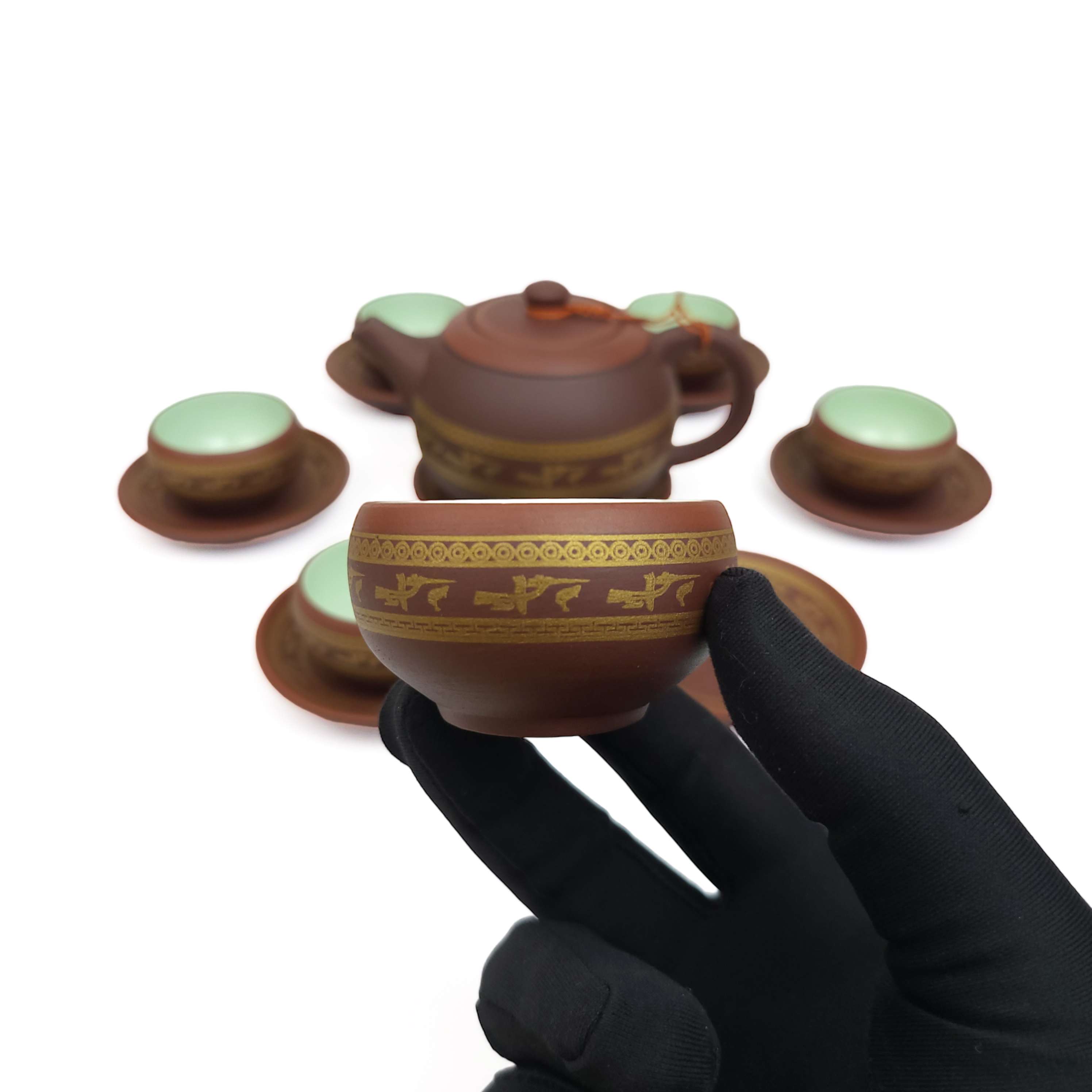 Bộ Ấm Chén Tử Sa Trống Đồng