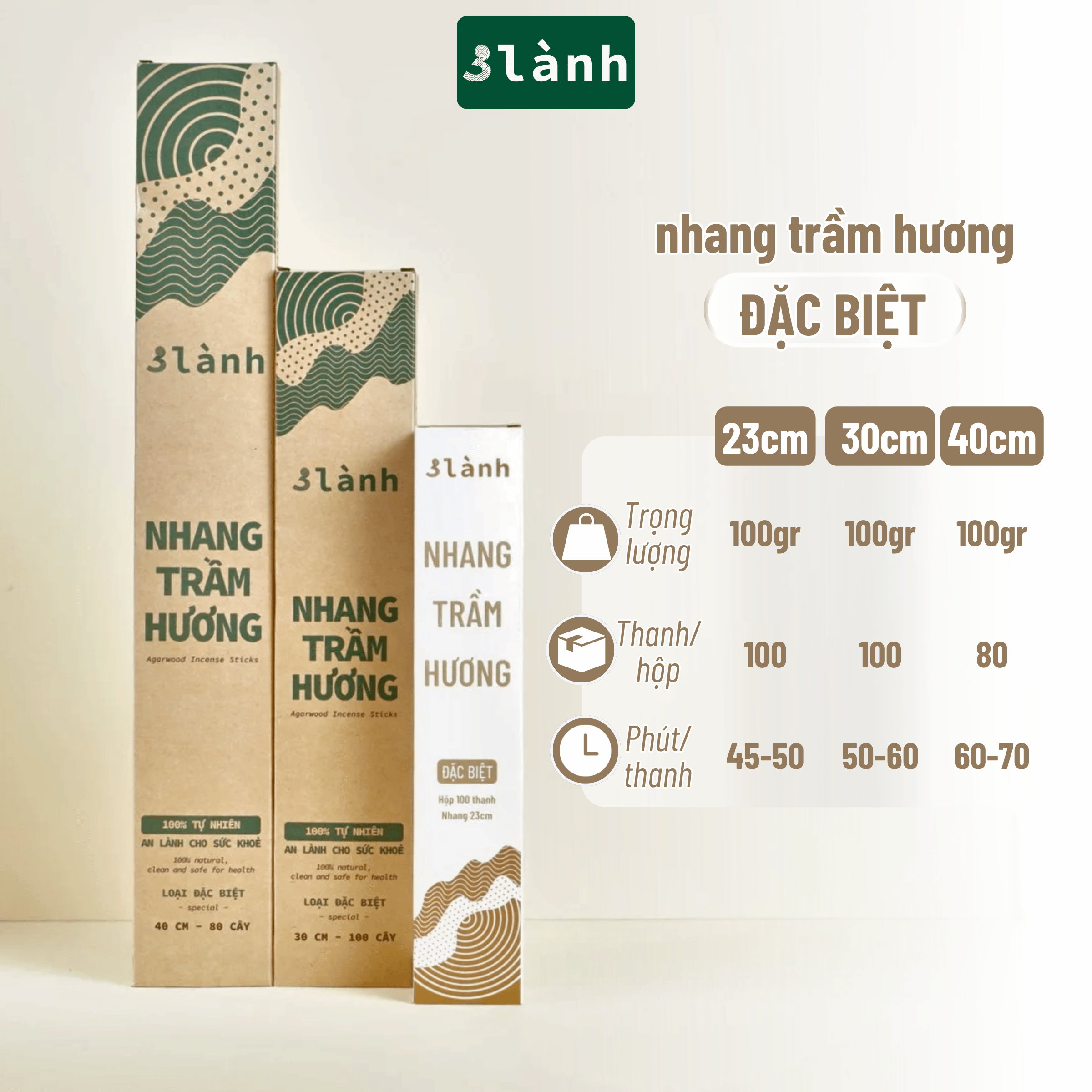 Hộp nhang trầm đặc biệt 3 Lành đóng gói chính hãng Pleiku Gia Lai
